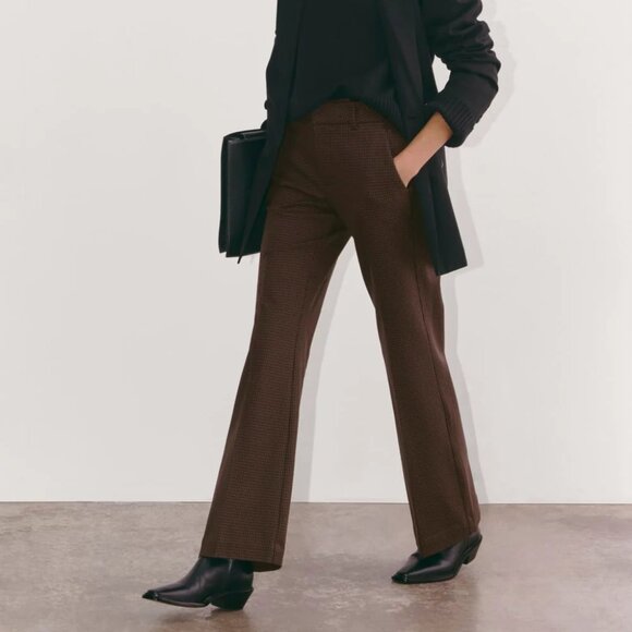 Everlane Pants - Sz10 Everlane Brown Black Houndstooth Flare Pants - *BNWT*